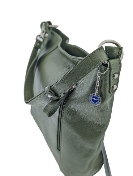 Alternative view of Italian Designer Leather Handbag with Adjustable Strap Stella - Olive Green