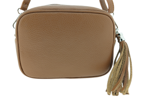 Alternative view of Italian Designer Leather Crossbody Shoulder Camera Bag Gaia -Silver Hardware- Dark Beige