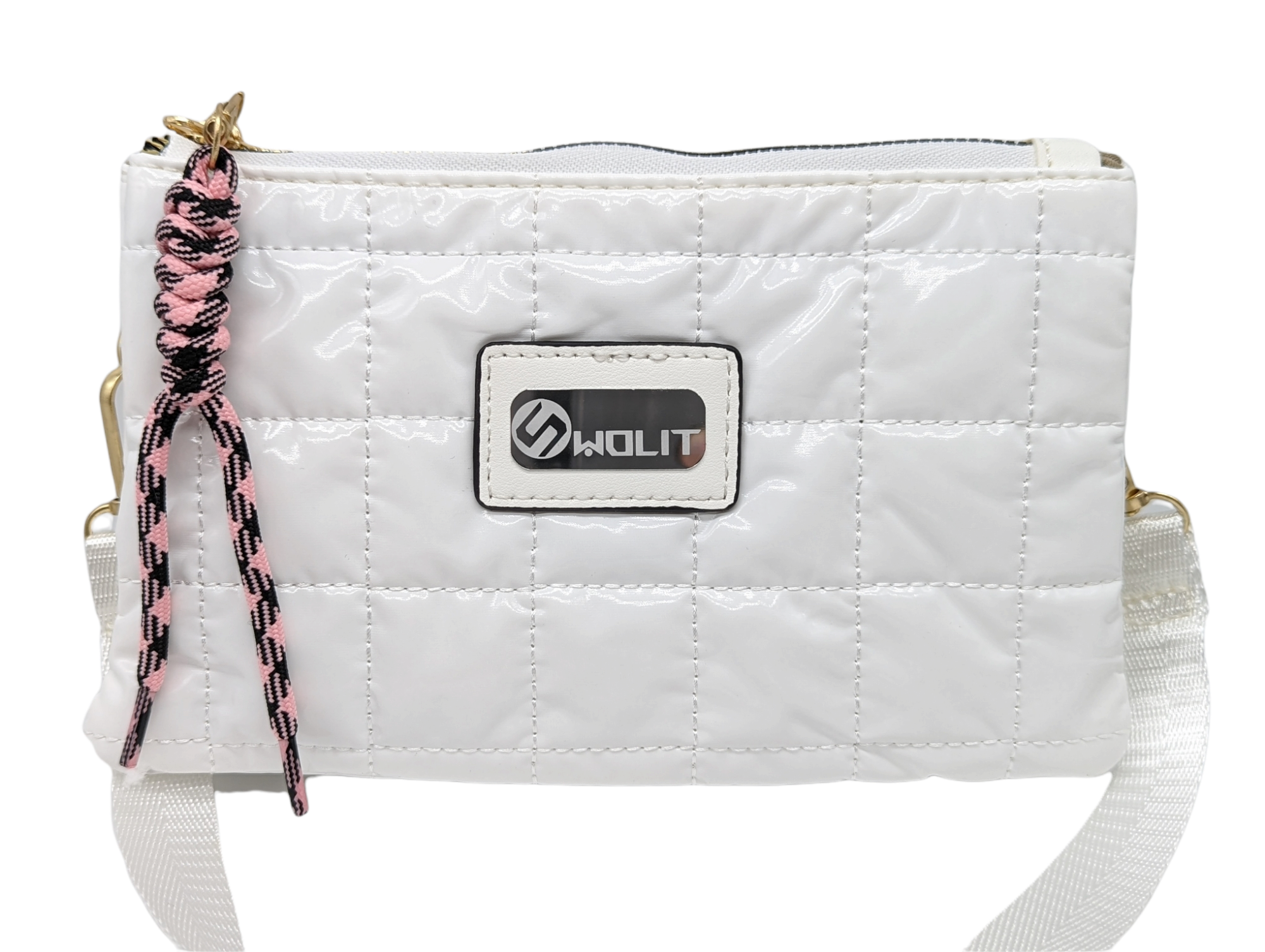 Swolit Shanelly Crossbody, With Zip Top, Double Compartment-Gloss White