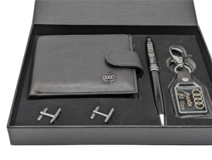 Alternative view of Elite Genuine Leather Audi Wallet, Key Fob, Pen & Cufflinks Boxed Gift Set Gift Boxed,