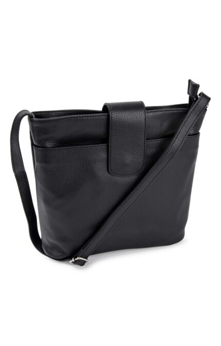 Italian Soft Leather Shoulder Crossbody Messenger bag with Adjustable Strap- Swolit Black