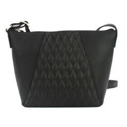 Genuine Leather Crossbody Handbag in Black
