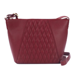 Genuine Leather Crossbody Handbag in Very Berry