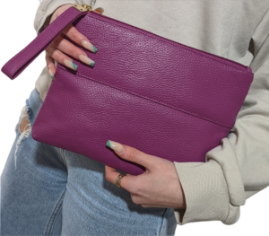 Alternative view of Snakeskin Leather clutch bag- New Taupe