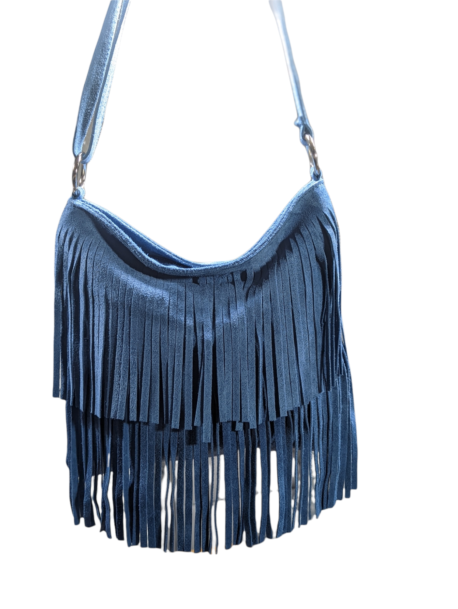 Suede Leather Double Fringe Cross Body