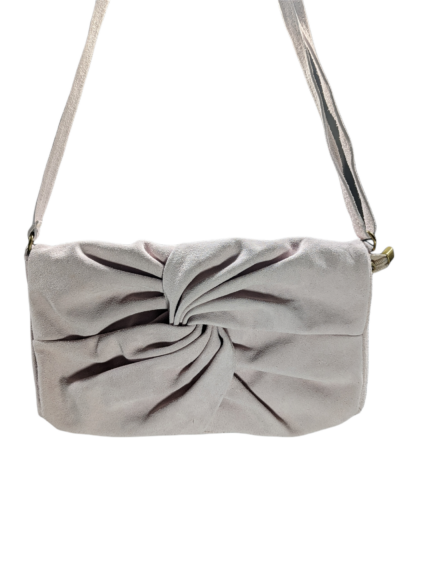 Italian Designer Soft  Swirl Foldover Suede Leather Clutch - Pink