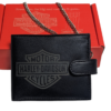 Genuine Leather Harley davidson Wallet with RFID, Safety Chain Gift boxed-Limited Stock