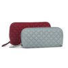 Leather Quilted Purse/Cosmetic Bags Twin pack, Very Berry / Grey