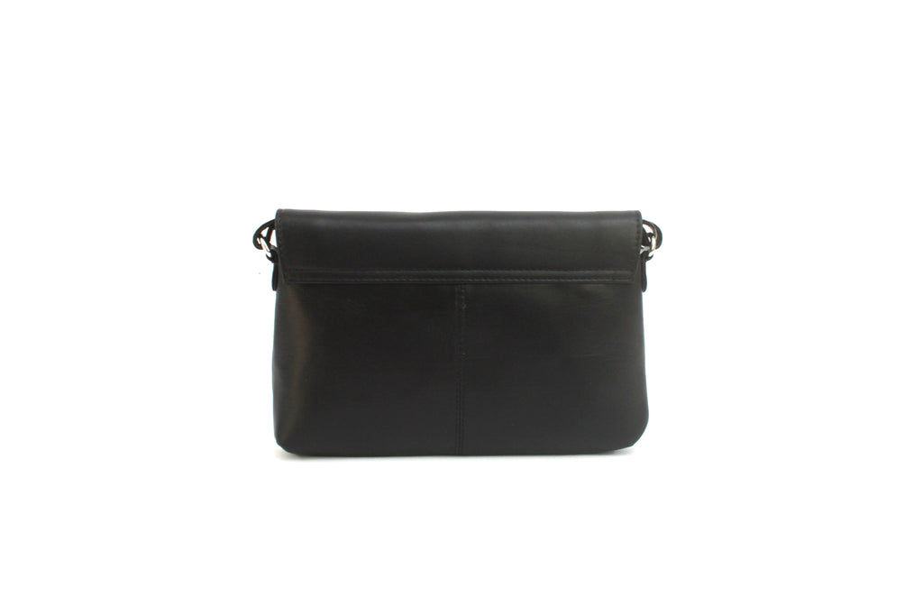 Small Leather Crossbody handbag with ring tassel detail-Black - Image 2