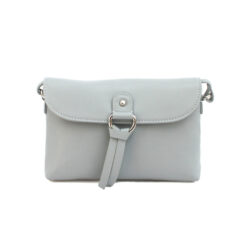 Small Leather Crossbody handbag with ring tassel detail-Light Grey