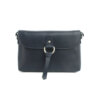 Small Leather Crossbody handbag with ring tassel detail-black