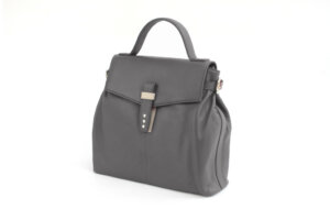 Alternative view of Finest Soft Leather Crossbody Handbag with Buckle Detail- Black/Ivory