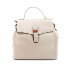 Finest Soft Leather Crossbody Handbag with Buckle Detail- Stone/Tan