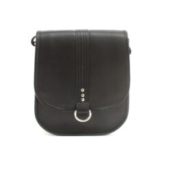 Finest Soft Leather Crossbody Saddle Bag- Black