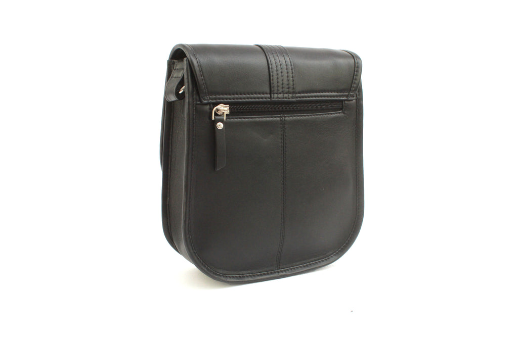Finest Soft Leather Crossbody Saddle Bag- Black - Image 2