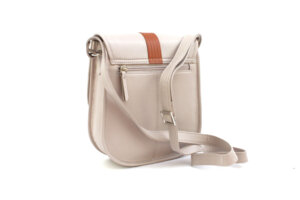 Alternative view of Finest Soft Leather Crossbody Saddle Bag- Stone/Tan