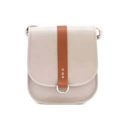 Finest Soft Leather Crossbody Saddle Bag- Stone/Tan