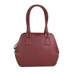 Genuine Leather Handbag in Very Berry with Silver Hardware