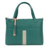 Leather handbag with twin tote style handles and detachable adjustable shoulder strap- Aqua & Ivory
