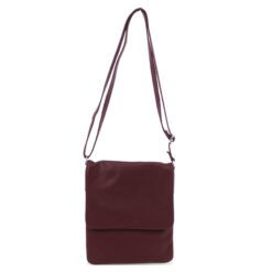 Italian Leather Flap Zip Crossbody- Nikki Burgundy