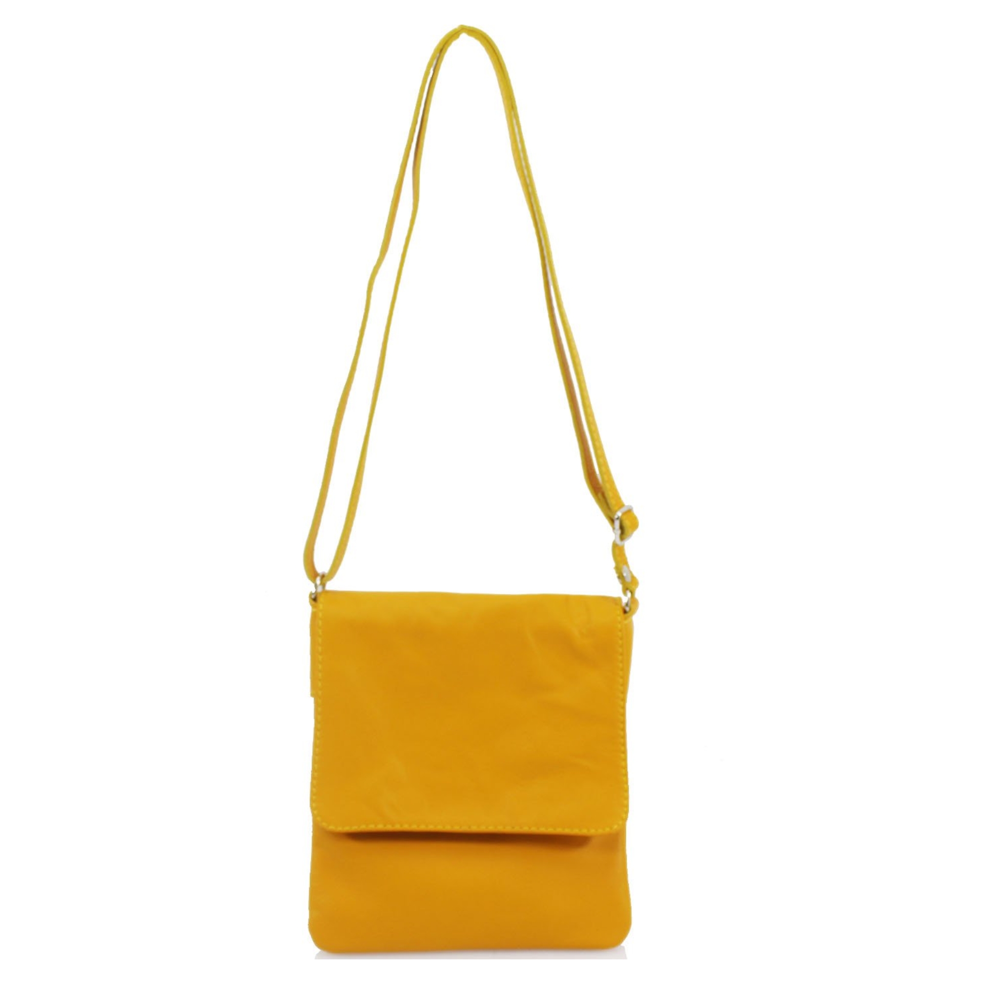 Italian Leather Flap Zip Crossbody- Nikki Mustard