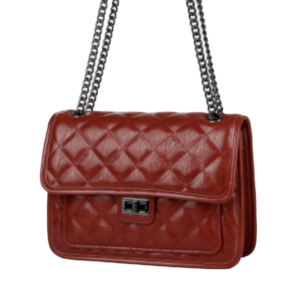 Vegan Cross Body Bag with Chain Strap Twist lock Quilted – Red