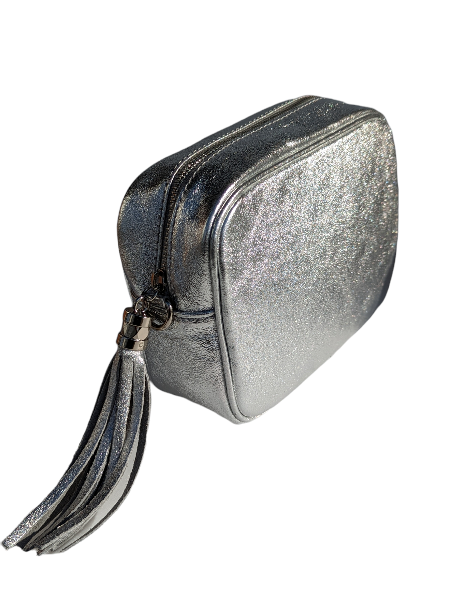 Italian Designer Leather Crossbody Shoulder Camera Bag Gaia Silver Hardware- New Gold - Image 2