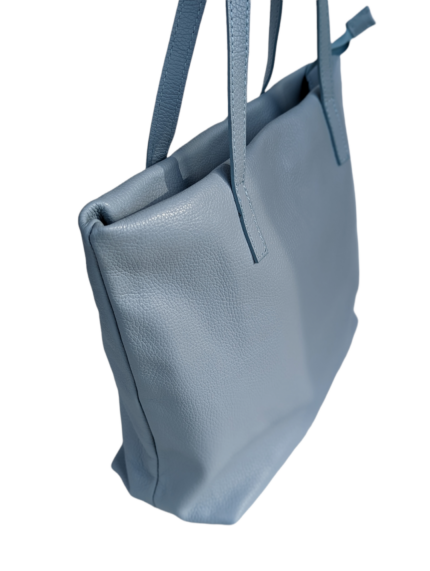 Alternative view of Italian Designer Soft Leather Shopper with Zip Giada New Dusty Blue
