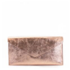 Italian Leather Envelope Clutch Cross Body Eleonora- Rose Gold