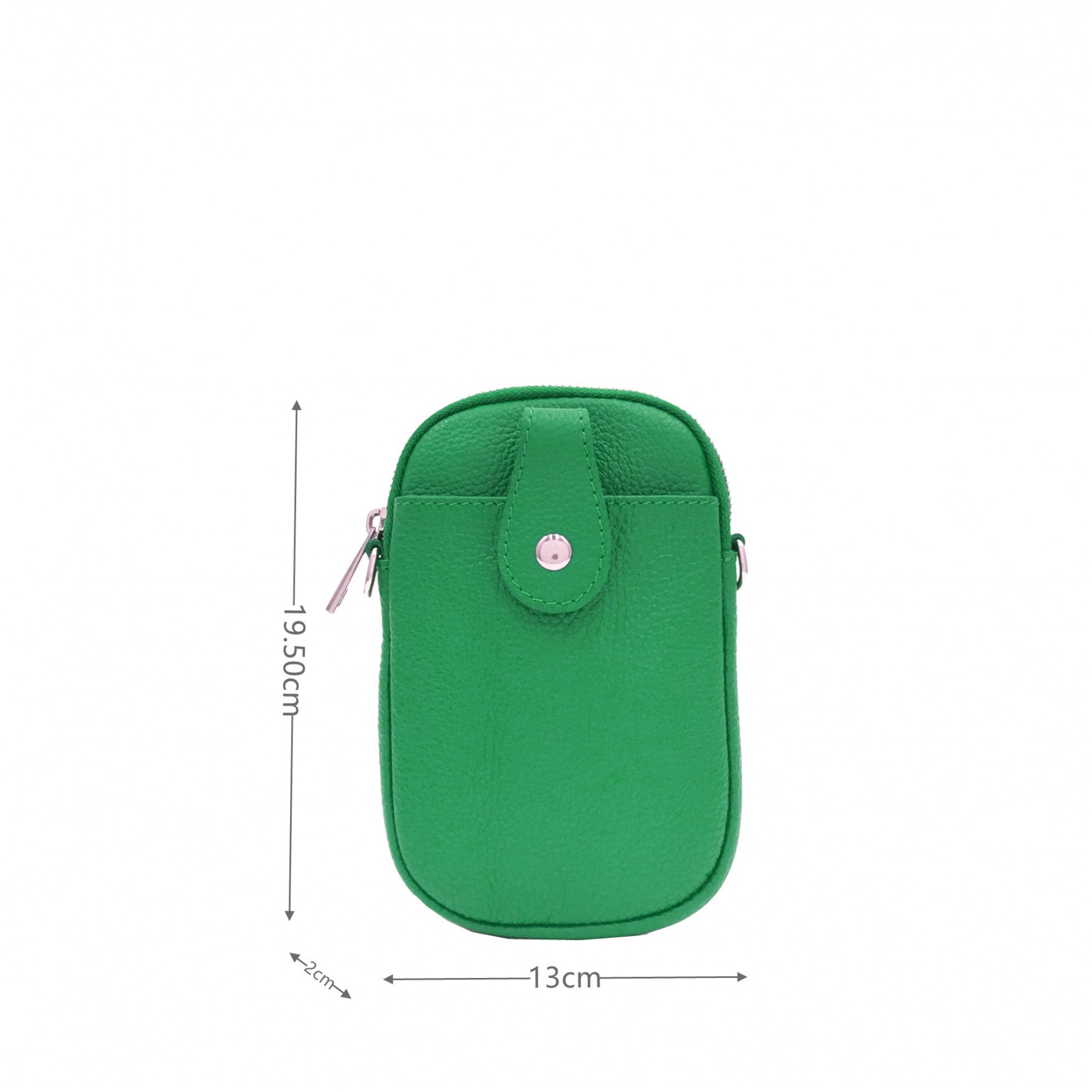 Italian Leather Front Pocket Phone Pouch Crossbody Purse- New Latest Pexie Bright Green - Image 3