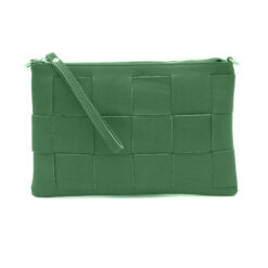 Italian Leather Woven Crossbody Bag / Clutch - Swolit Capri New Latest Green
