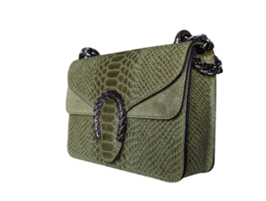 Alternative view of Italian Designer Leather Crossbody Bag with Horseshoe - Swolit Camilla Snake- New Latest Green
