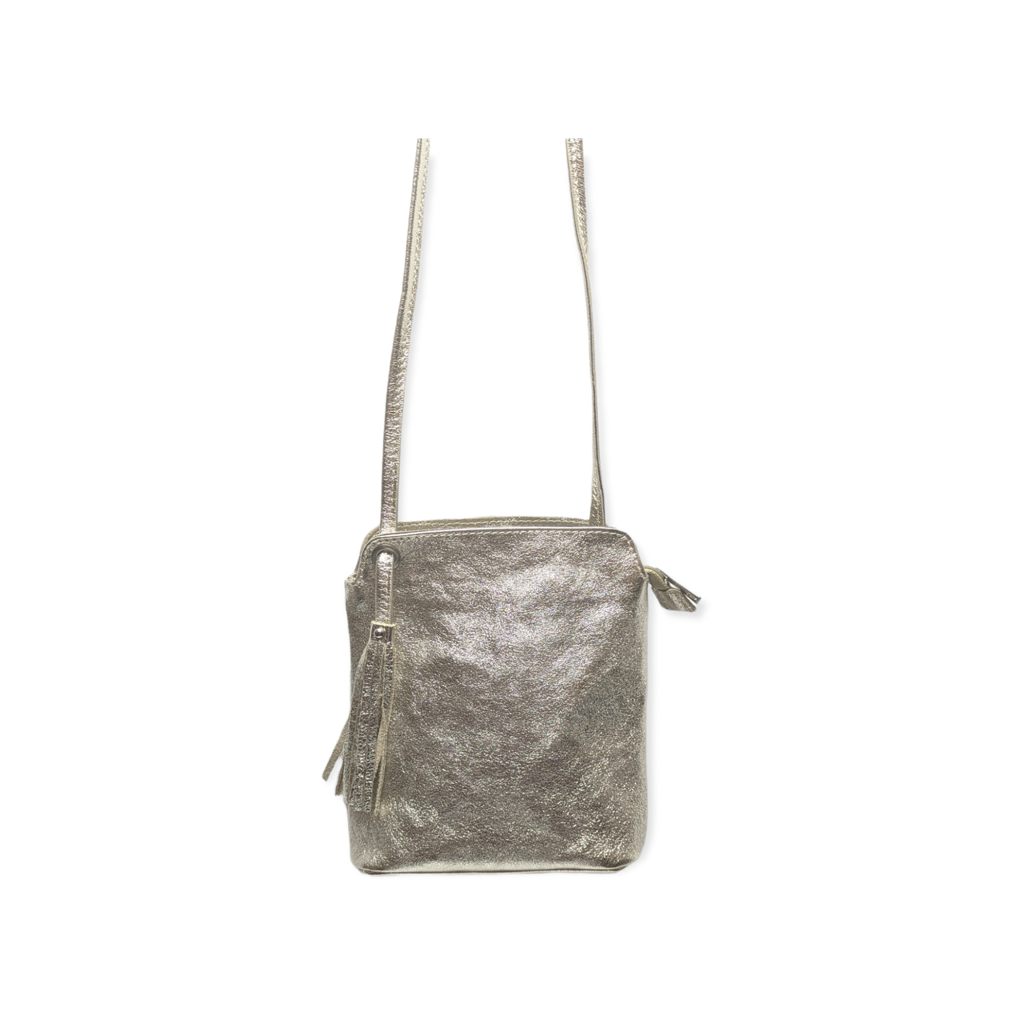 Italian Leather Tassel Crossbody-Fozzino New Gold - Image 3