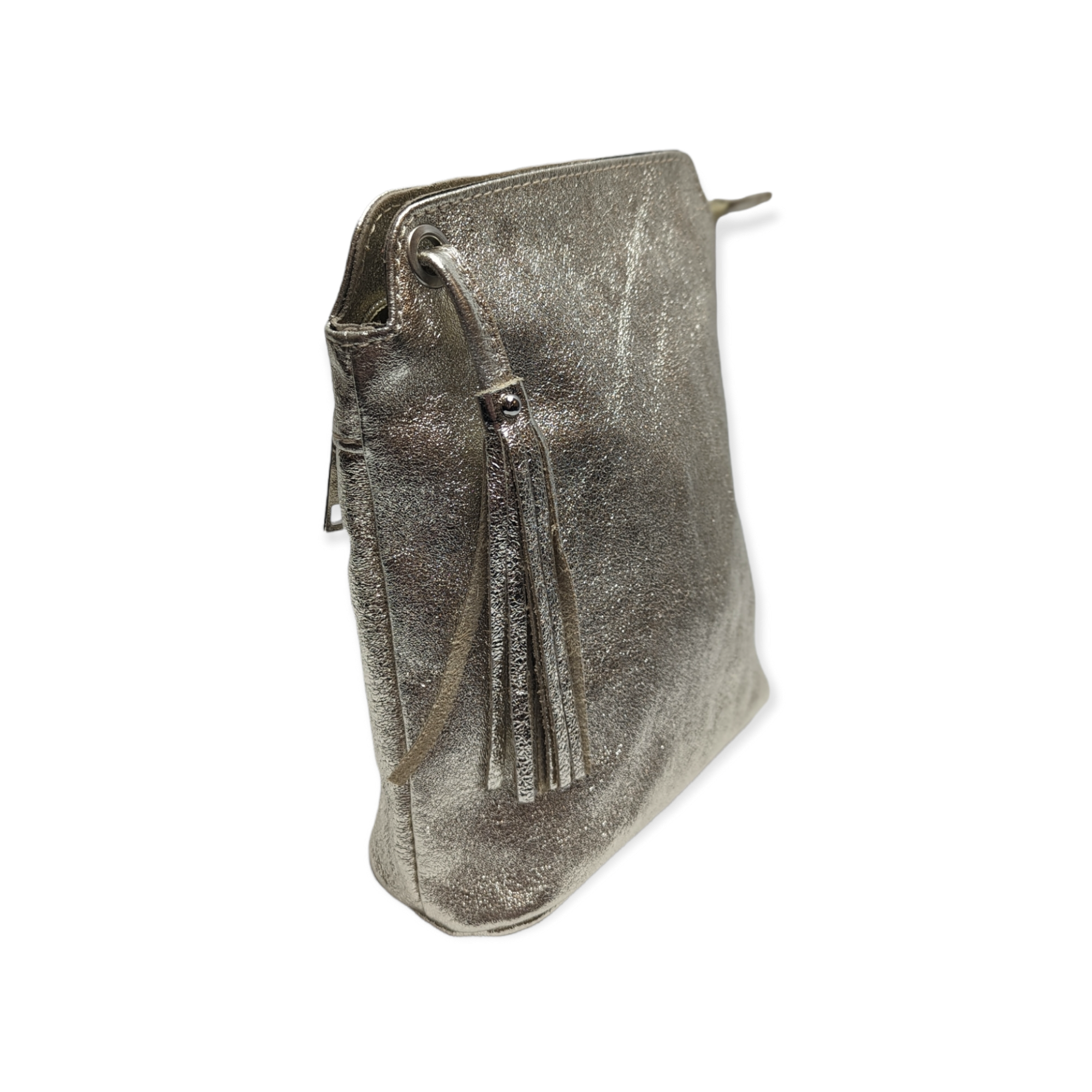 Italian Leather Tassel Crossbody-Fozzino New Gold - Image 2