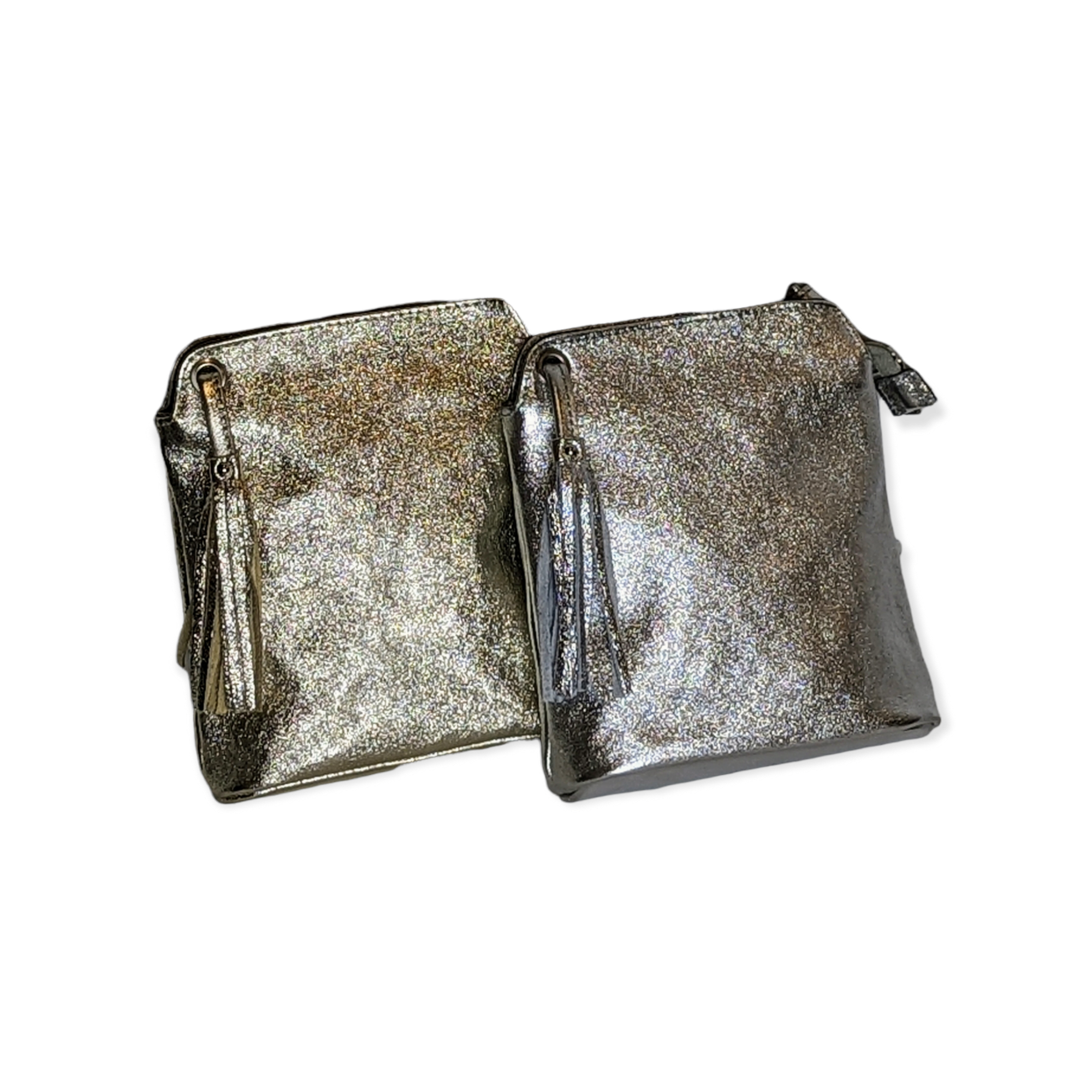 Italian Leather Tassel Crossbody-Fozzino New Sparkly Silver - Image 4