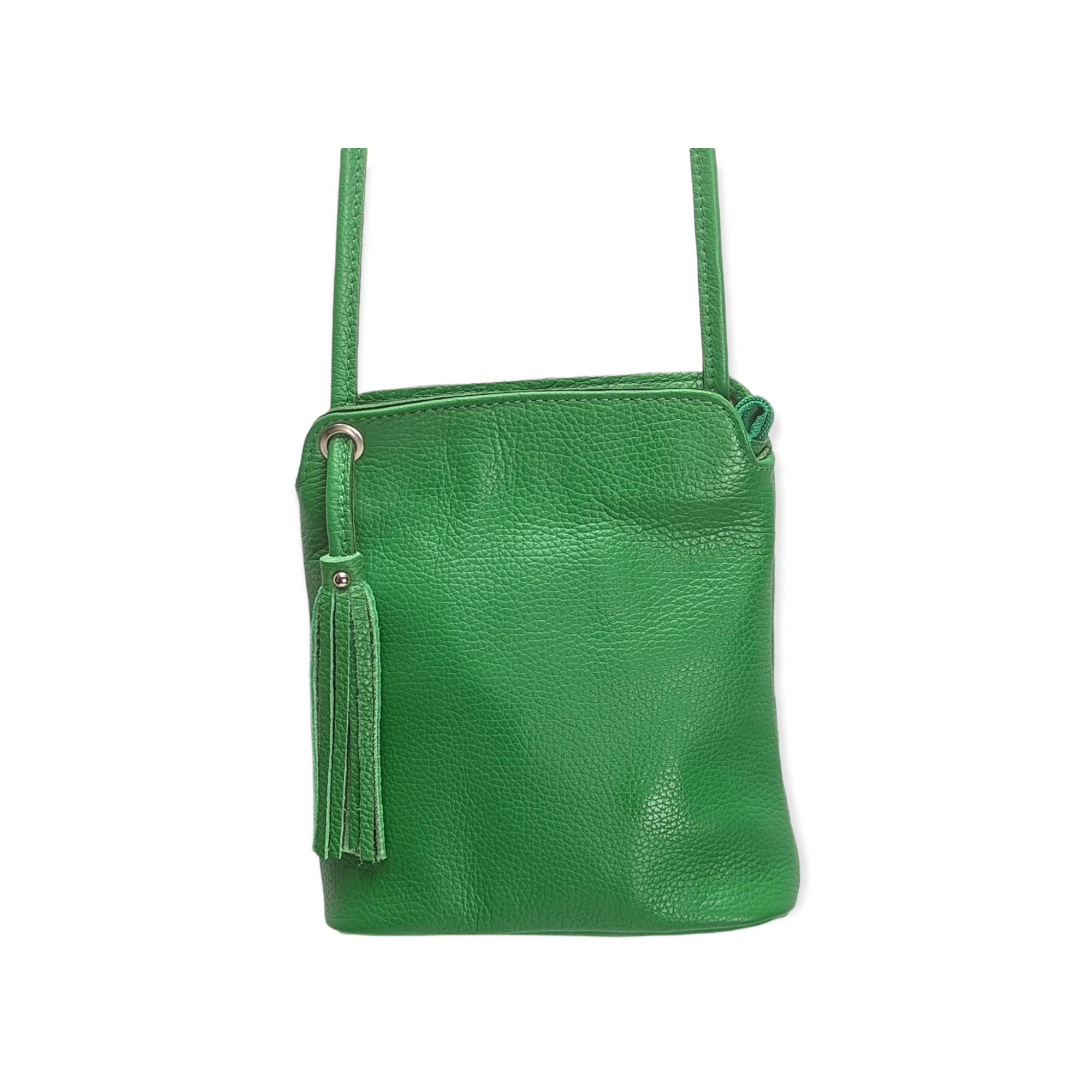 Italian Leather Tassel Crossbody-Fozzino New Latest Green - Image 2