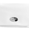 Italian Designer Soft Leather Full Grained Leather Crossbody with Twistlock Silver Hardware - Swolit Anete White