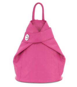 Italian Designer Soft Leather Folding Backpack -Multiuso - Magenta