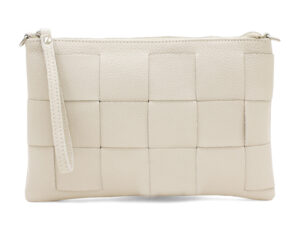 Italian Leather Woven Crossbody Bag / Clutch - Swolit Capri Stone