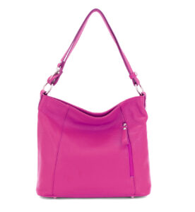 Italian Designer Leather Handbag with Adjustable Strap Stella - Magenta