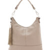 Italian Designer Leather Bucket Bag with Tassel- Swolit Tullio Dark Beige