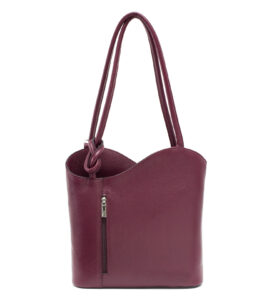 Italian Designer Leather Shoulder Bag Convertible Backpack Swolit-Aida Burgundy