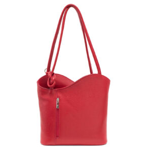 Italian Designer Leather Shoulder Bag Convertible Backpack Swolit-Aida Red