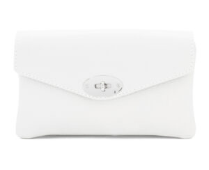 Italian Designer Soft Leather Full Grained Leather Crossbody Twin Compartments with Twistlock - Swolit Christina  White