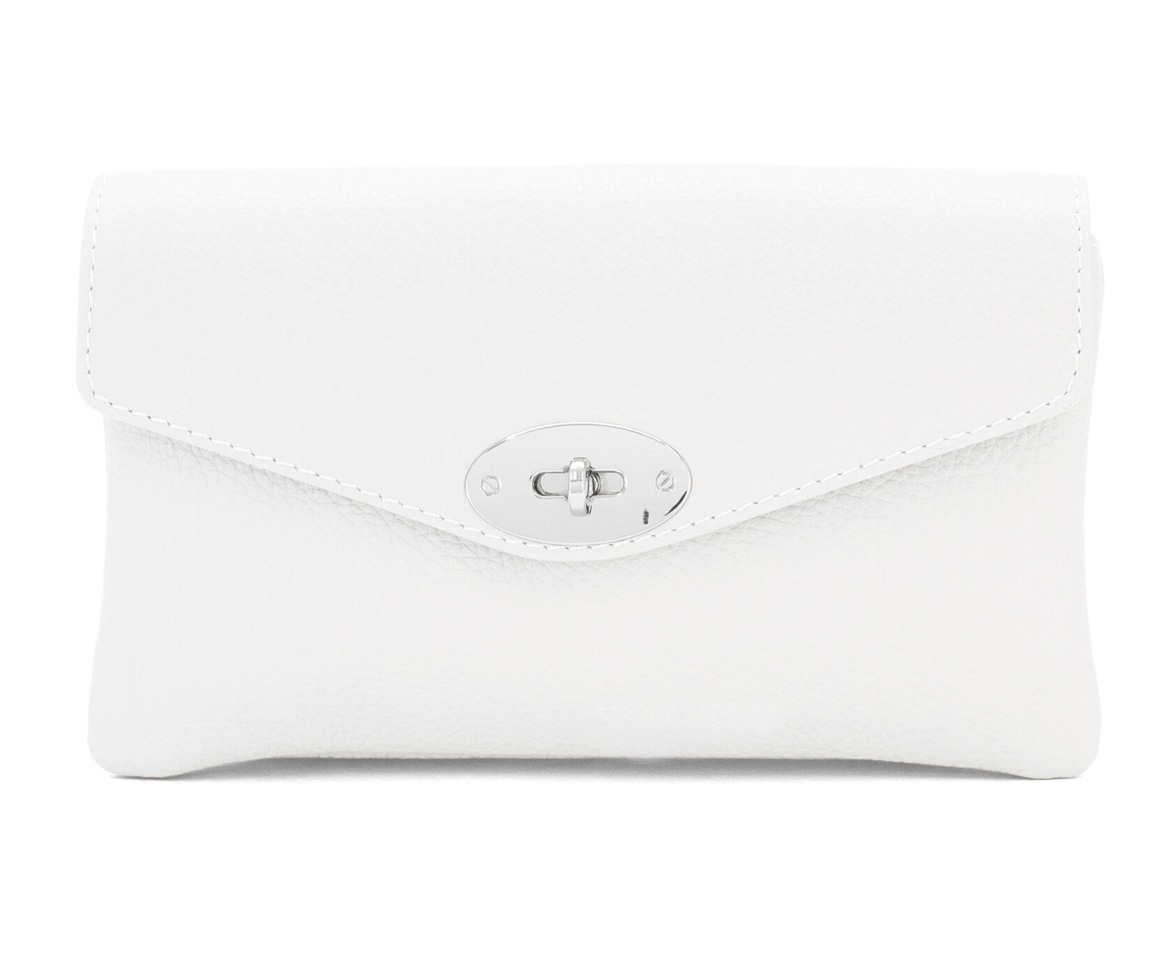 Italian Designer Soft Leather Full Grained Leather Crossbody Twin Compartments with Twistlock - Swolit Christina White