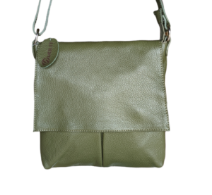 Italian Designer Leather Clutch Crossbody Monica- Olive Green