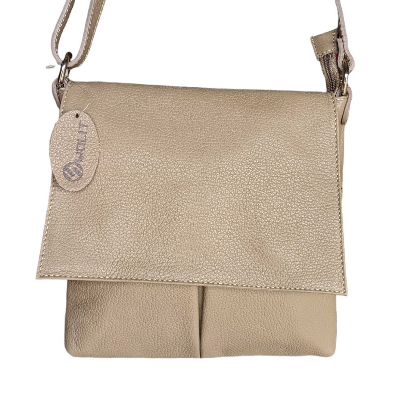 Italian Designer Leather Clutch Crossbody Monica- Nude