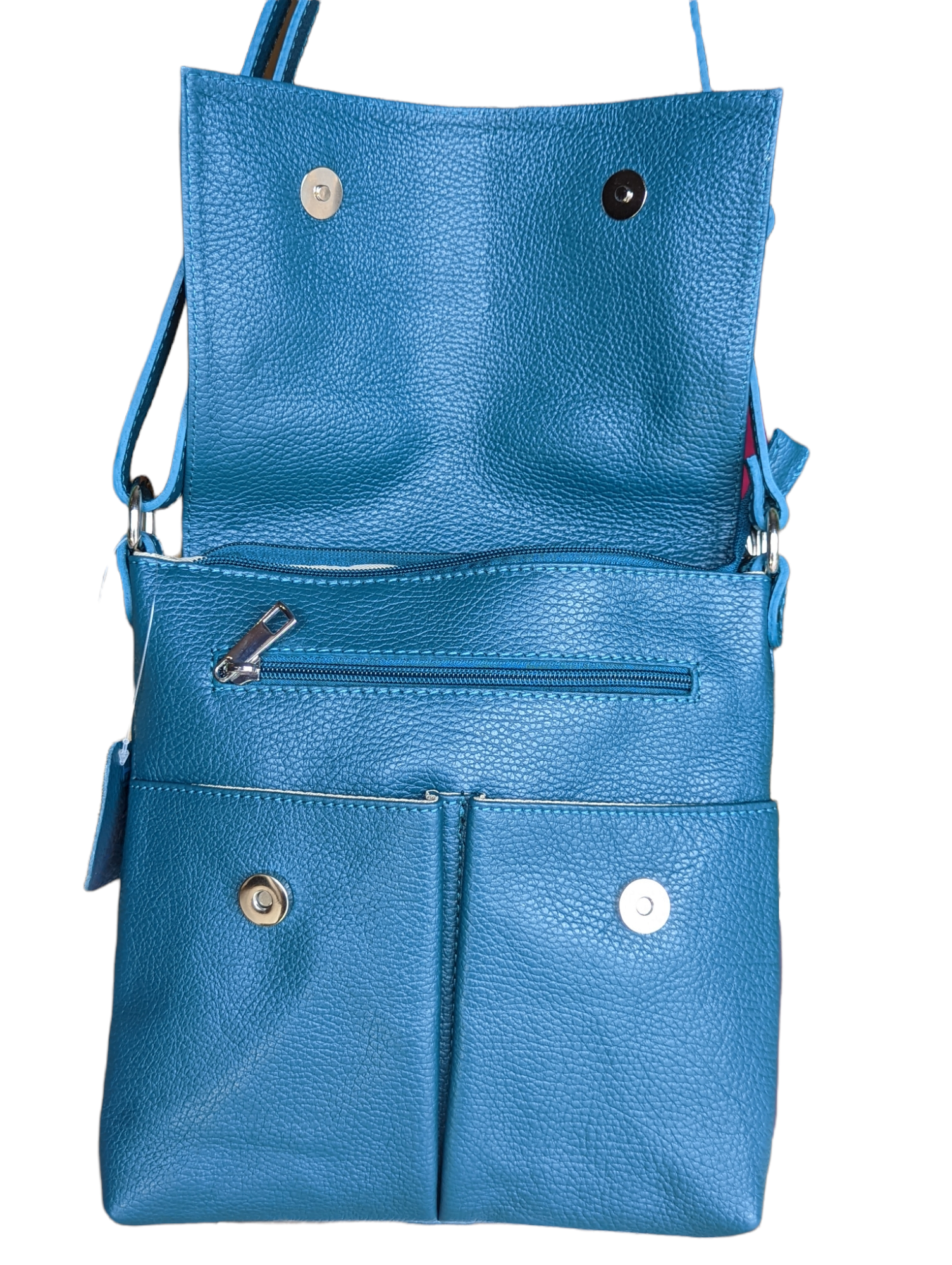 Italian Designer Leather Clutch Crossbody Monica- Teal - Image 2