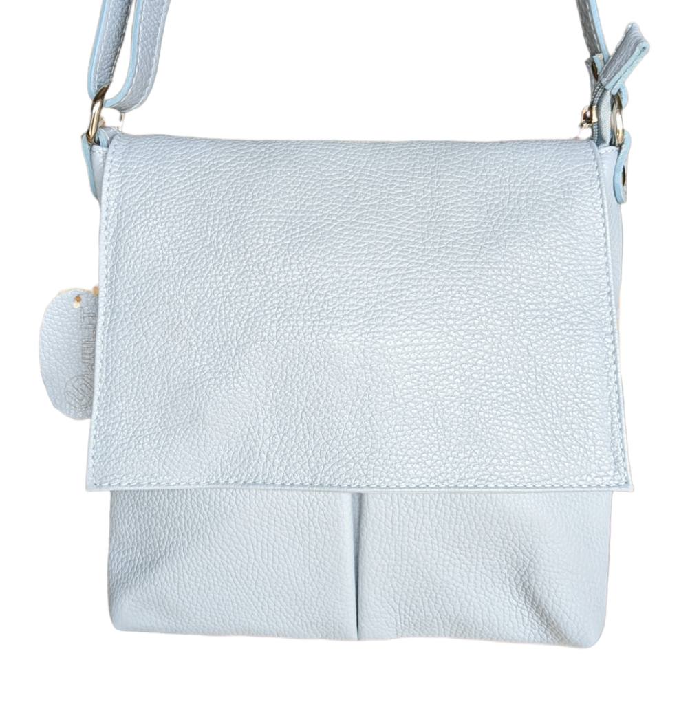 Leather Clutch & Crossbody Bag, Light Blue