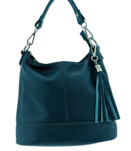 Italian Designer Leather Bucket Bag with Tassel - Swolit Tullio- Teal